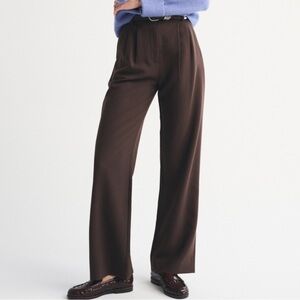 NEW Abercrombie Sloane Tailored wide leg trouser pants - Size 27 - Brown